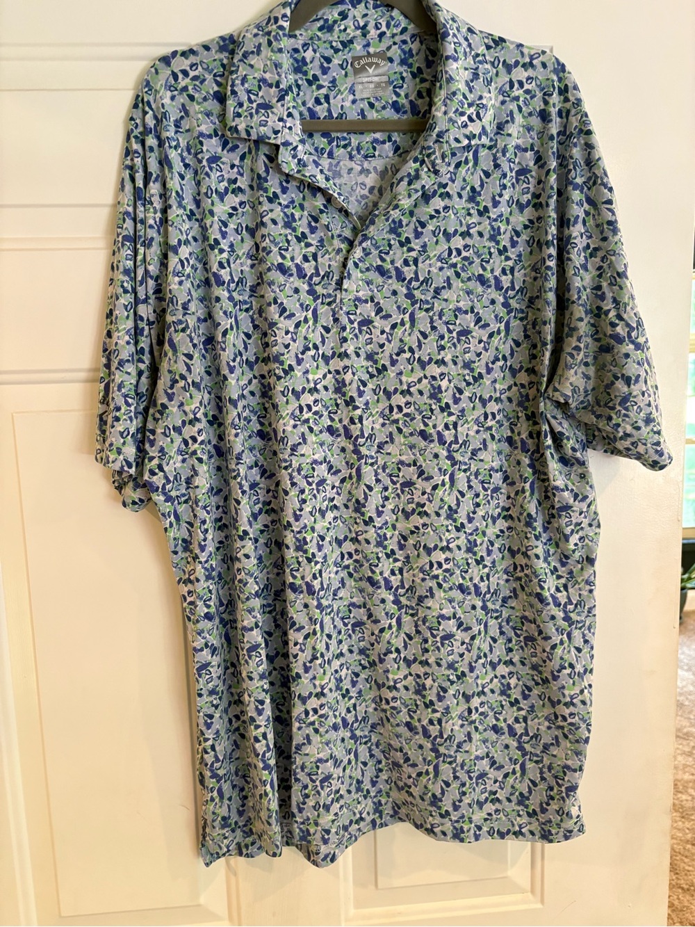 Callaway Blue & Green Abstract Print Golf Polo